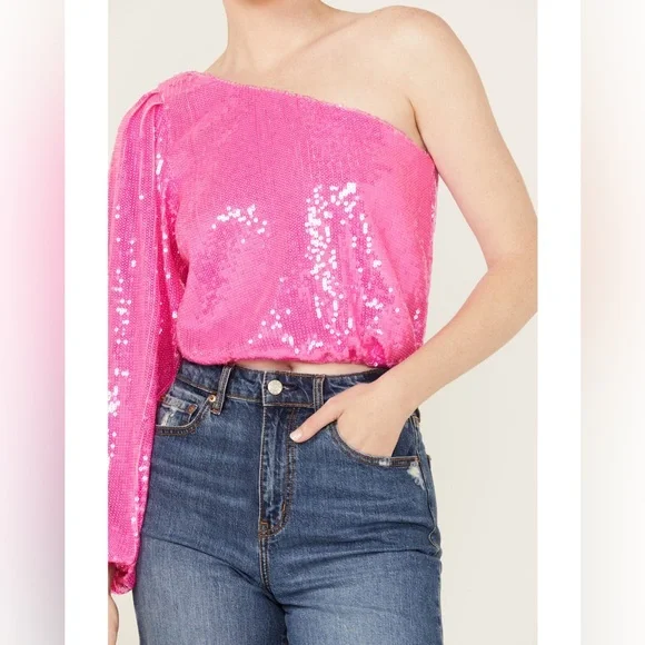 SALE! SHOW ME YOUR MUMU WOMEN'S SEQUINS LONG SLEEVE PARTY TOP - NWT - Picture 4 of 15